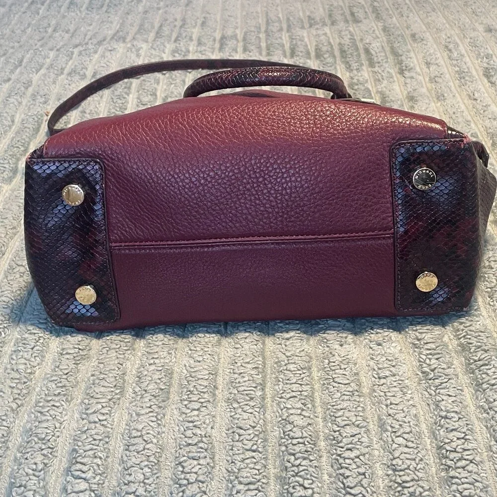 Michael Kors Riley Satchel Handbag - Maroon and Python - Picture 4 of 9